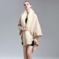 Autumn Women Cashmere Sweaters Knitted Cardigan Fake Fox Fur Collar Poncho and Capes Feminino Winter