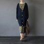 V-neck Cotton Linen Long sleeve Autumn Long Sweater Women Plus size Loose Causal Cardigan Vintage B