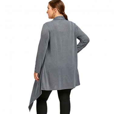 Knitted Sweater Women 2017 Plus Size One Button Asymmetrical Cardigan New Women Tops Gray Casual Aut