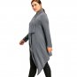 Knitted Sweater Women 2017 Plus Size One Button Asymmetrical Cardigan New Women Tops Gray Casual Aut