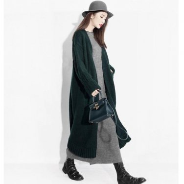 LIPEI Autumn Winter Black Long Cardigan Sweater Women Thicken Long Sleeve Knitting Wool 5 color Swea