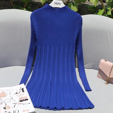 Women Sweaters And Pullovers 2016 Runway Autumn Knitted Casual Loose Long Sweater Turtleneck Dress T