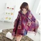 New Batwing Sleeve Big Plus Size Vintage Geometry Print Women Sweater Cape Lady Top Cardigan Tunic W