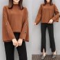 Plus Size 4XL 2017 Autumn New Women Solid Color Hollow Out Pullover Tops Losse Turtleneck Flare Slee