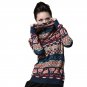 Plus size long sleeve rolled turtleneck geometric print sweaters for women ladies oversized high nec