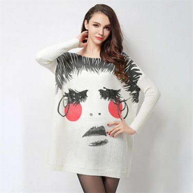 ARCSINX Plus Size Wome Sweaters And Pullovers 4XL XXXL Bat Big Size Female Sweater Long Sleeve Knitt