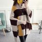 New Winter Poncho Femme Plus Size Long Striped Contrast Color Sweater Female Batwing Sleeves Turtlen