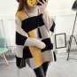 New Winter Poncho Femme Plus Size Long Striped Contrast Color Sweater Female Batwing Sleeves Turtlen