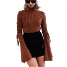 New Casual Spring Autumn Women Sweaters Flare Long Sleeve Turtleneck Knitted Female Slim Elastic Pul
