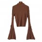 New Casual Spring Autumn Women Sweaters Flare Long Sleeve Turtleneck Knitted Female Slim Elastic Pul