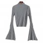 New Casual Spring Autumn Women Sweaters Flare Long Sleeve Turtleneck Knitted Female Slim Elastic Pul