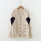 Autumn Cardigans Women Plus Size V-neck Casual Double Breasted Sweaters KKFY61