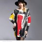 Autumn Winter High Quality Slash Neck Women Printing Pullover Long Style Sweater Dress Plus Size Loo