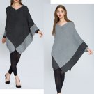 Plus size Batwing knitted pullovers Diamond shaped Asymmetry cloak sweaters Autumn Winter panelled p