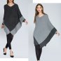 Plus size Batwing knitted pullovers Diamond shaped Asymmetry cloak sweaters Autumn Winter panelled p