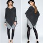 Plus size Batwing knitted pullovers Diamond shaped Asymmetry cloak sweaters Autumn Winter panelled p