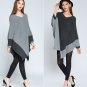 Plus size Batwing knitted pullovers Diamond shaped Asymmetry cloak sweaters Autumn Winter panelled p
