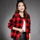 new long sleeve knitted cardigan plaid loose sweater coat plus size