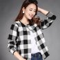new long sleeve knitted cardigan plaid loose sweater coat plus size