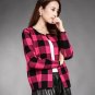 new long sleeve knitted cardigan plaid loose sweater coat plus size