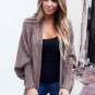 Hand Knitted Elegant Full Sleeve Long Sweater Open Front Ribbed Cuffs Dolman Cardigan Women Winter C