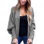 Hand Knitted Elegant Full Sleeve Long Sweater Open Front Ribbed Cuffs Dolman Cardigan Women Winter C