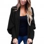 Hand Knitted Elegant Full Sleeve Long Sweater Open Front Ribbed Cuffs Dolman Cardigan Women Winter C