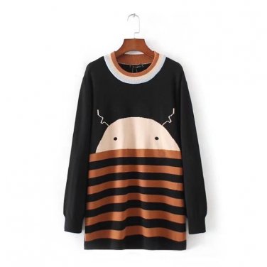 plus size 3XL women O-neck pullovers 2017 black ladies knitted wool sweater winter autumn oversize E