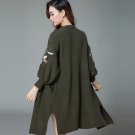 new women\'s sweater embroidered  knitted cardigan long loose sweater coat plus size