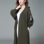 new women\'s sweater embroidered knitted cardigan long loose sweater coat plus size