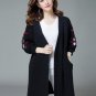 new women\'s sweater embroidered knitted cardigan long loose sweater coat plus size