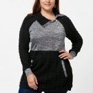 2017 Nextmia Fashion Plus Size Pullover Pockets Cable Knit Long Black Oversize Thick Autumn Sweater