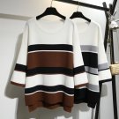 5xl plus big size sweater women spring autumn winter 2017 feminina new thin fashion loose stripe kni