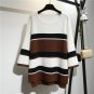 5xl plus big size sweater women spring autumn winter 2017 feminina new thin fashion loose stripe kni