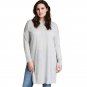 Grey plus size long sleeve O neck side slit longline sweaters for women ladies casual oversized tuni