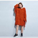 Plus Size Dresses Women Sweater Winter Oversized Thick Autumn Loose Solid Tassel Female Clothing Kni
