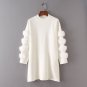Female Hairy Fur Splicing Long Sleeve Warm Fluffy Sweater Women Dress Winter Long Pullover Femme Kni