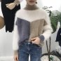 Thick Warm Turtleneck Patchwork Hairy Sweater Women Autumn Winter Tricot Jumper Fluffy Soft Sweater 