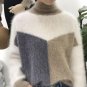 Thick Warm Turtleneck Patchwork Hairy Sweater Women Autumn Winter Tricot Jumper Fluffy Soft Sweater 