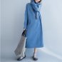 Plus Size Woman Cotton Dress Solid Cotton Sweaters Dresses Casual Turtleneck Female Knitting Fashion