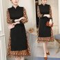 Women patchwork knitted sweater chiffon Dresses winter spring plus size sexy dress vestidos