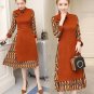 Women patchwork knitted sweater chiffon Dresses winter spring plus size sexy dress vestidos