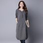 Women Plus Size Loose Dress 2017 Autunm Winter Cotton Sweater O Neck Long Mid Calf Vintage Casual Wa