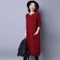 Women Plus Size Loose Dress 2017 Autunm Winter Cotton Sweater O Neck Long Mid Calf Vintage Casual Wa
