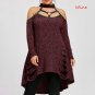 Split Sexy Plus Size Open Shoulder Ripped Women\'s Fashion Tunic Top Sweater Dress Size Plus S to 5X