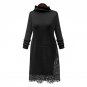Plus Size Women Turtleneck Sweater Knitted Dress Long Sleeve Pullover Oversized Long Sleeve Knee-len