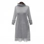 Plus Size Women Turtleneck Sweater Knitted Dress Long Sleeve Pullover Oversized Long Sleeve Knee-len