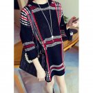 Vintage Style Plaid Sweater Dress Casual Quarter Sleeve Knitted Boho Dress Plus Size Vestido de Fest