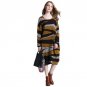 Plus Size Striped Sweater Dress 2017 Autumn High Quality Runway Dress Full Sleeve O-Neck Loose Knitt
