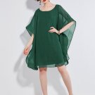 Batwing Sleeve Mesh Plain Women\'s Day Dress